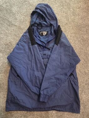 Vintage CB Men's Hooded Windbreaker Jacket - Navy Blue